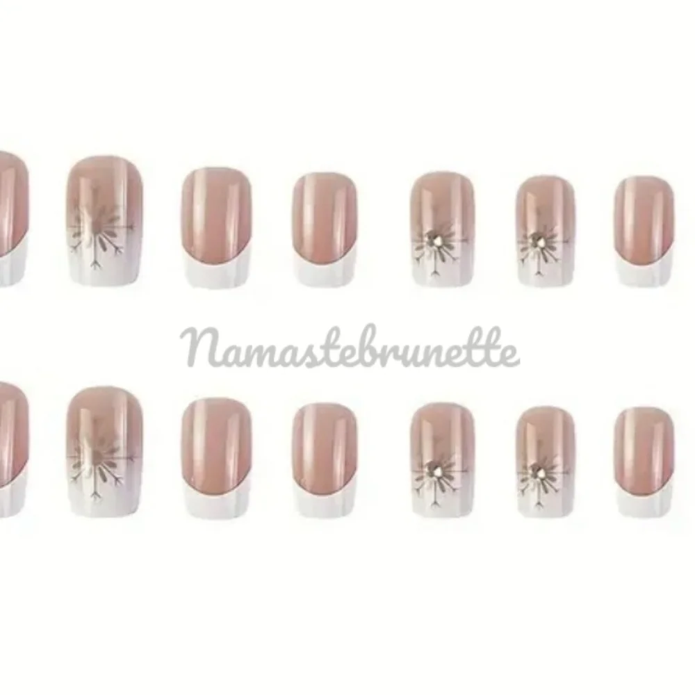 2/$16 Rhinestone French Manicure Press On Nails